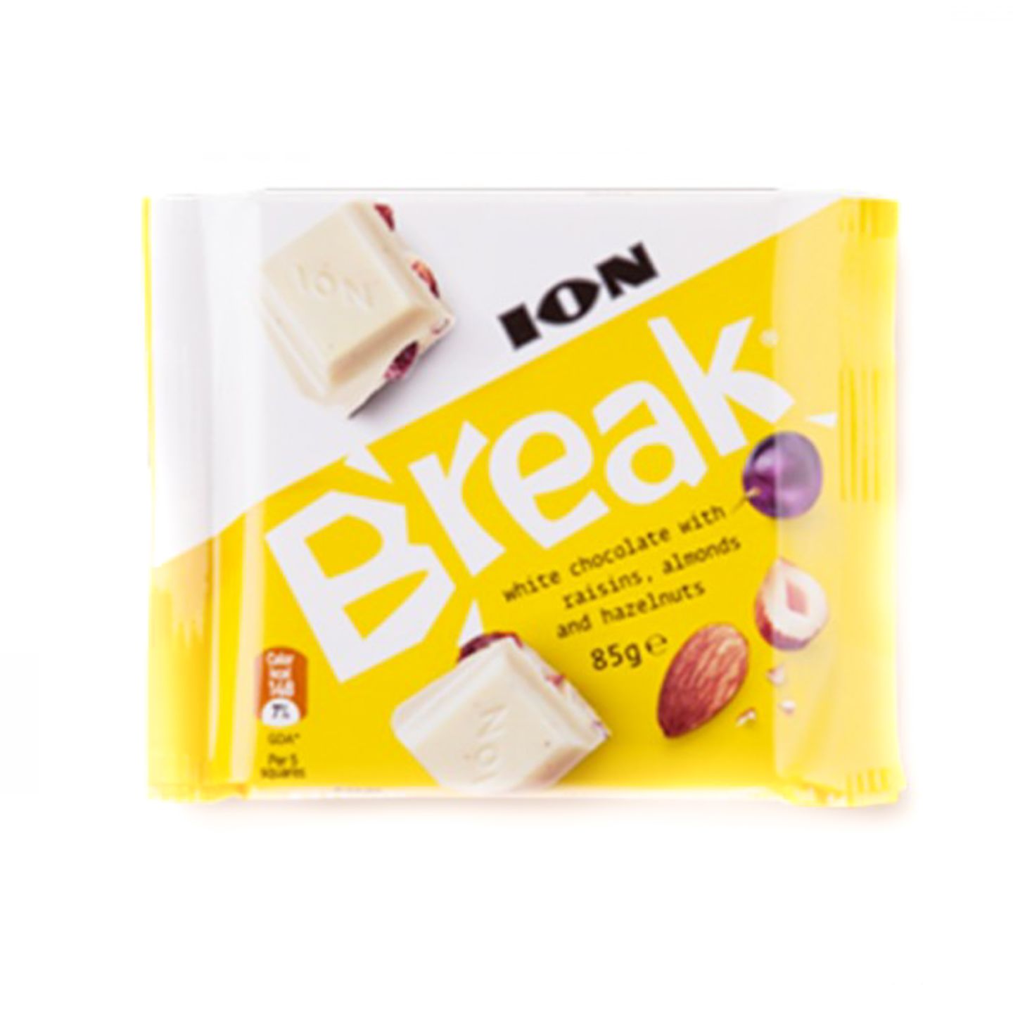 Шоколад ION бял с ядки и стафиди 0.085 Break