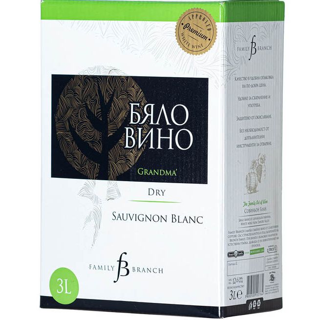 Бяло вино Совиньон Блан Баба 3 л. Брънч Фемили